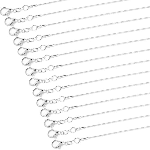 30 Pack Chains for Jewelry Making, Paxcoo Necklace Chains Bulk Silver Plated Snake Chains for Necklace Jewelry Making, 1.2 mm (22 Inches)...