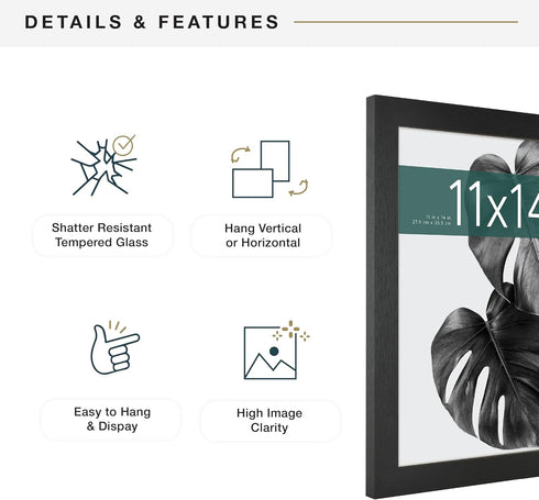 MCS Studio Gallery 11x14 Picture Frame Black Woodgrain, Rectangle Photo Frame for Photos, Posters & Art Prints (1-Pack)...