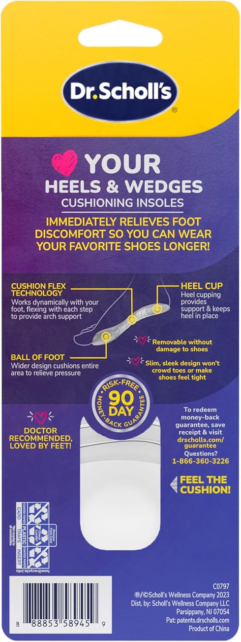 Dr. Scholl's Love Your Heels & Wedges 3/4 Length Insoles, All-Day Comfort for High Heeled Shoes, Relieve & Prevent Shoe Discomfort, Absorbs Shock,...