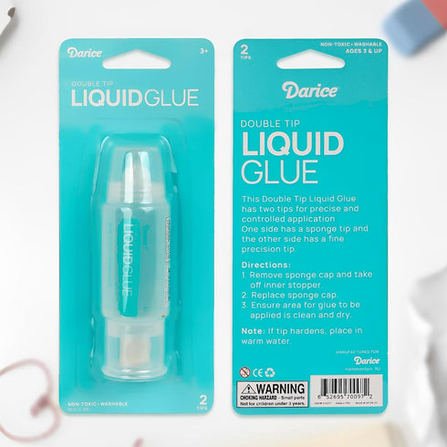 Darice Liquid Glue 3 Pack - 1 Oz Adhesive Glue for Scrapbooking Photo Mounting - Crafting Glue with Dual Tip Dispenser for Precise to Full Coverag...