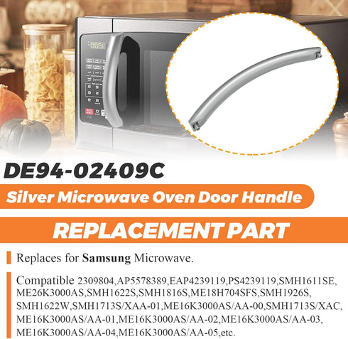 Beaquicy 2025 Upgraded DE94-02409C ME16K3000AS Microwave Door Handle Fit for Samsung Microwave, Replace SMH1611SE DE94-02409C SMH1713S, 12-1/8" ME...