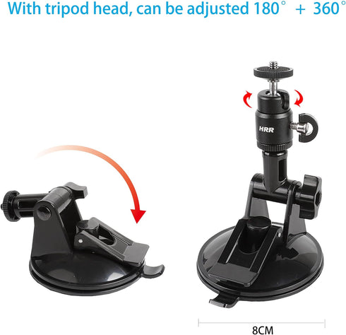 PellKing Action Camera Suction Cup Mount with Adhesive Pad for Car Dashboard Vehicle Windshield & Window Holder Compatible with GoPro Hero 12 11 1...