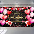 Sumind Happy Valentine‘s Day Banner 73''x43'' Heart Photography Backdrop Large Valentines Day Background Party Decorations Photo Booth Prop(Black ...