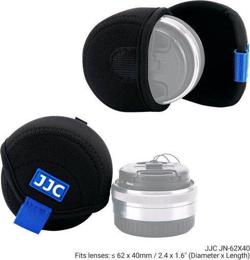 JJC Water Resistant Neoprene Camera Lens Pouch Case, Fold-Over Lens Bag for Mirrorless Lenses Up to 2.4 x 1.6 (D X H) for Canon EF-M 22mm f/2, Son...