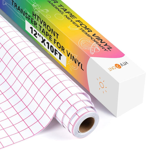 HTVRONT Transfer Tape for Vinyl - 12" x 10 FT w/Red Alignment Grid Clear Transfer Paper for Adhesive Vinyl - Medium Tack Vinyl Transfer Tape for f...