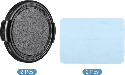 PATIKIL Camera Lens Cap, 2 Pack Sides Pinch Front Lens Cover with Microfiber Cleaning Cloth for 49mm Thread Universal DSLR Lenses, Black for Nikon...