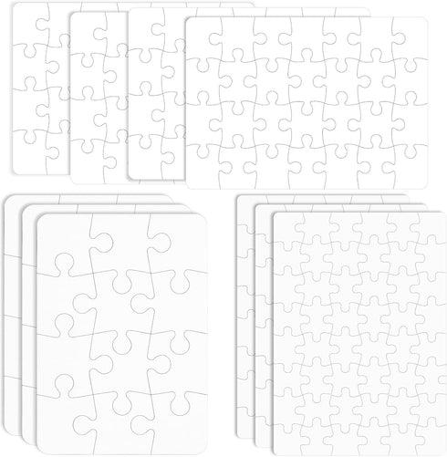 10 Sets Blank Sublimation Puzzle Jigsaw for Kids Rectangle Heart Shaped White DIY Custom Puzzle Heat Press Thermal Transfer Puzzle Pearl Puzzle Bl...