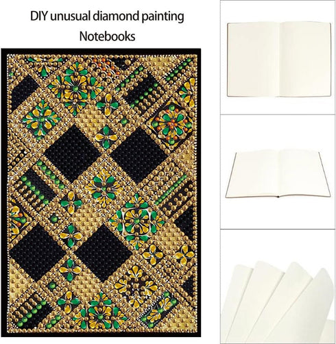 5D Notebook with Diamond Art Painting Art DIY Lattice Mandala Pattern Cover Crystal Cross Stitch Special Shaped Diamond Kits Writing Sketchbook Jo...