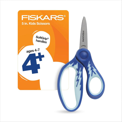 Fiskars 5" Pointed-Tip Scissors for Kids Ages 4-7, Assorted Designs...