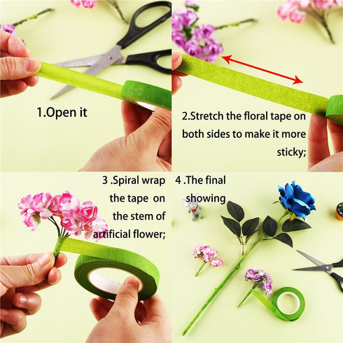 CCINEE Floral Arrangment Kits 4 Rolls 1/2 Inch Dark Green Floral Tapes with 20pcs 18 Guage Green Floral Wire 16 Inch for Floral Crafts...