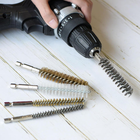 3pcs Nylon Bore Brush 8mm Dia Cleaning Wire Brush with Handle 1/4 Inch Hex Shank for Tubes, Ports, Bearings...