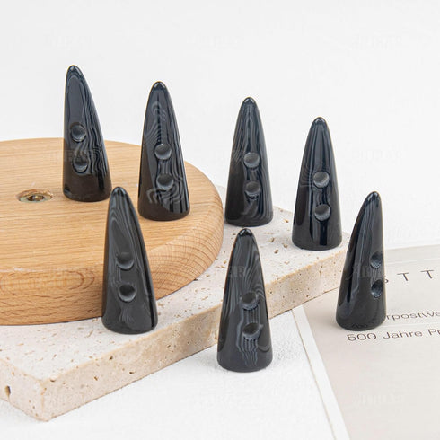 AUEAR, 10 Pack Black Resin Toggle Buttons Horn Tooth Shape Two Holes for Sewing DIY Accessories...