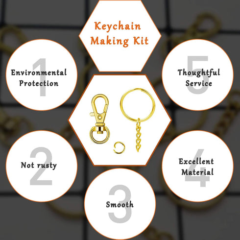 150Pcs Gold Swivel Snap Hook Set,Swivel Clasp Keychain Hook Lobster Clasp Split Key Rings with Chain and Jump Rings Bulk for Keychain Lanyard,Jewe...