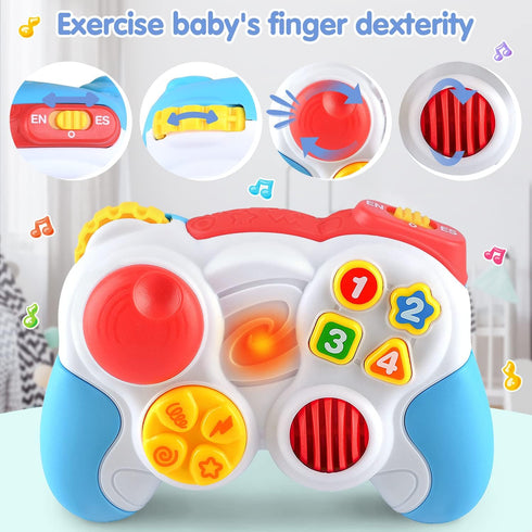 PLAY Baby Controller Toy - Bilingual Spanish & English Learning Toys, Pretend Video Game Controller & TV Remote Combo with Music and Light, Christ...