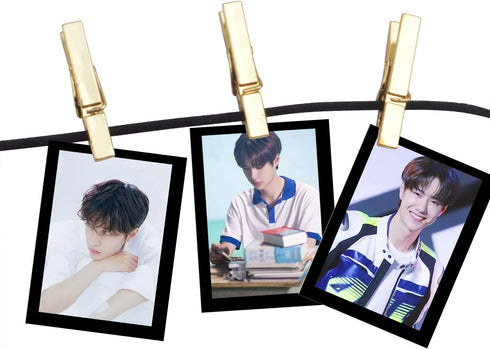 Mini Plastic Clips, 100 Pieces Utility Photo Clips Paper Peg Clothes Line Clips - 3.5 x 0.5 x 0.7cm, Gold...