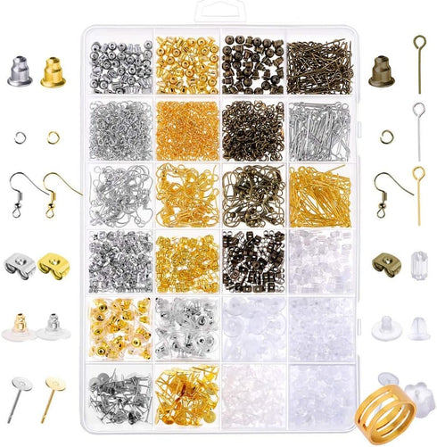 Paxcoo 2400Pcs Earring Making Supplies Kit with 24 Style Earring Hooks, Earring Backs, Earrings Posts and Earring Making Findings for Adult...