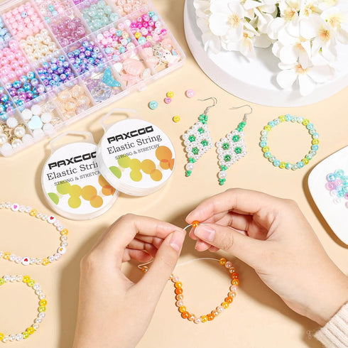 PAXCOO 2 Pack Elastic String for Bracelets, Stretch Magic Elastic String Bead Cord Jewelry Thread for Friendship Bracelet, Necklaces, Clay Beads, ...