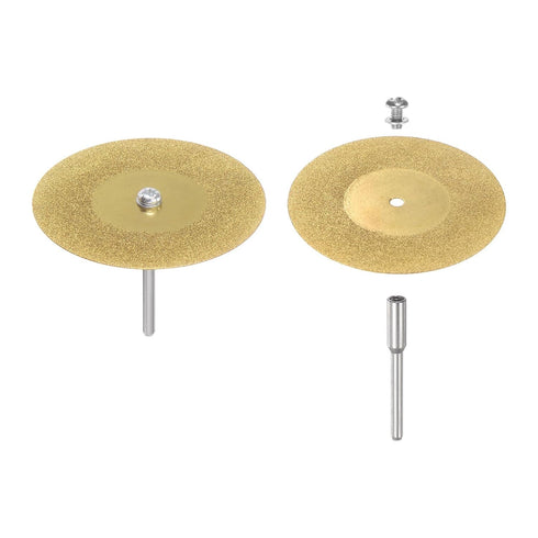 10pcs Diamond Cutting Wheel 50mm Titanium Coating Cut Off Discs Diamond Cutting Wheels Replacement with 2pcs 3mm Mandrel for Rotary Tools...