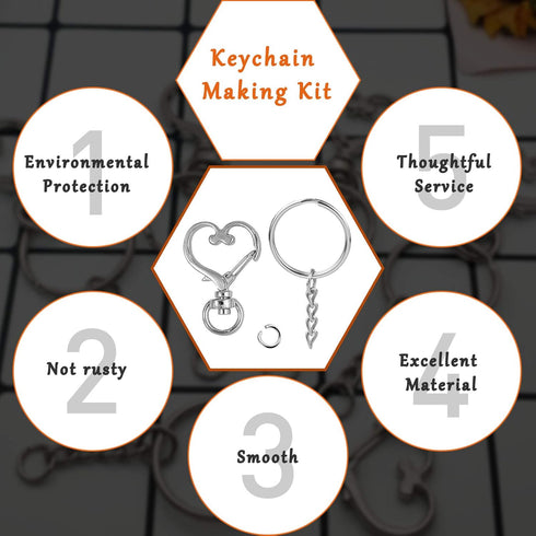 150Pcs Heart-Shaped Swivel Snap Hook Set,Metal Spring Snap Keychain Clip Keychain Hook Lobster Clasp Split Key Rings with Chain&Jump Rings Bulk fo...