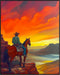 Posterizer 1 pcs-vibrant painting style art-cowboy on horse in the wild 2-Western Art-Men's Art Collection-Living Room Bedroom Decor- unframed wal...