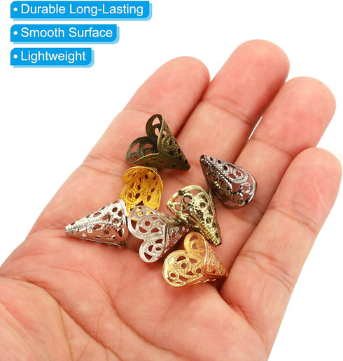 PATIKIL Flower Bead Caps, 30Pcs 16x16mm Hollow Metal Spacer Bead End Caps for Jewelry Making Earring Bracelets Necklace DIY Crafting, Rose Gold...