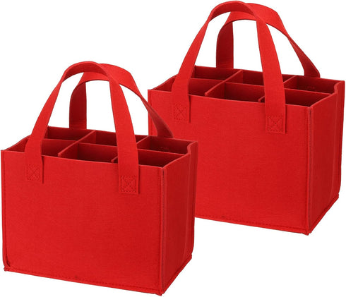 PATIKIL 6 Bottle Wine Carrier Tote Bag, 2 Pack Wine Bottle Carrying Bag with Divider Reusable Wine Storage Bag Felt Grocery Bags Portable Gift Bag...