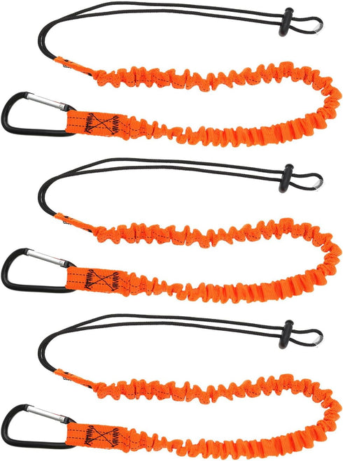 3pcs Tool Safety Rope Work-at-Height Hardware Tool Spanner Rope Retractable Elastic Rope With Carabiner and Adjustable Loop End Tool Fall Arrest S...