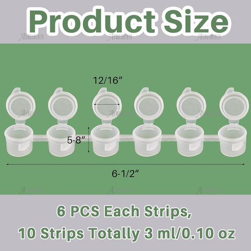 AUEAR 60 Pieces Empty Paint Pot 10 Strips Mini Container with Lid Clear Acrylic for Schools Classrooms Paintings Art Festivals (3ml/ 0.1oz)...