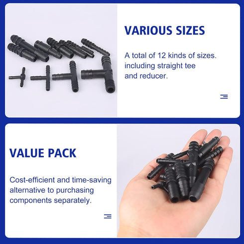 Vacuum Connector Assortment Heat Resistance 240??460??Automotive Vacuum Tubing Connector Vacuum Tee Connector Assortment Kit Nylon 113 Pieces BUSY...