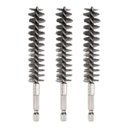 3pcs Stainless Steel Bore Brush 17mm Dia Cleaning Wire Brush with Handle 1/4 Inch Hex Shank for Tubes, Ports, Bearings...