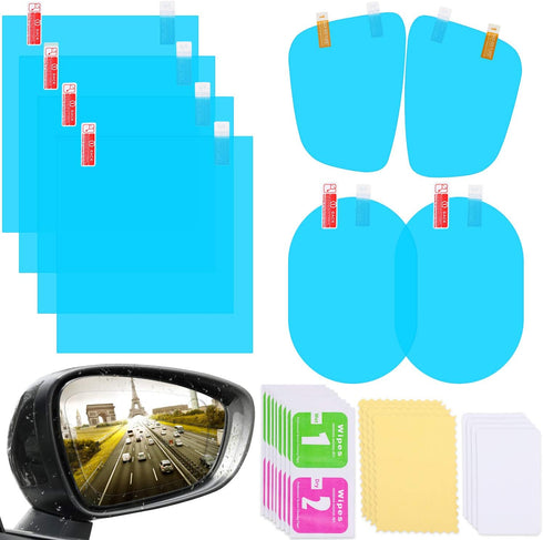 8 Pieces Car Rearview Mirror Film Rainproof Waterproof Mirror Film Anti Fog Nano Coating Car Film for Car Mirrors and Side Windows, Various Shapes...
