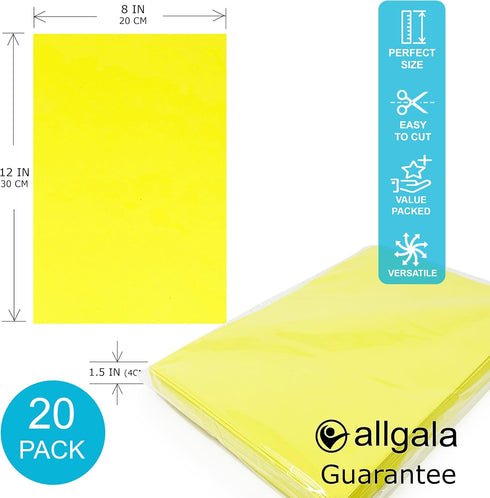 Allgala 20-Value-Pack EVA Foam Paper 8x12 Inch Sheets-Yellow-CF85301...