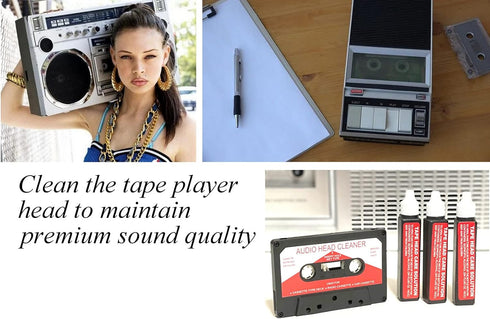 Audio Tape Cassette Head Cleaner w/ 3 Cleaning Fluids Care Wet Maintenance Kit by Alazco...