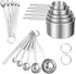 Measuring Cups and Spoons Set of 16,5 Nesting Metal Measuring Cups and 5 Measuring Spoons,1 Leveler and 5 Mini Measuring Spoons for Cooking,Baking...