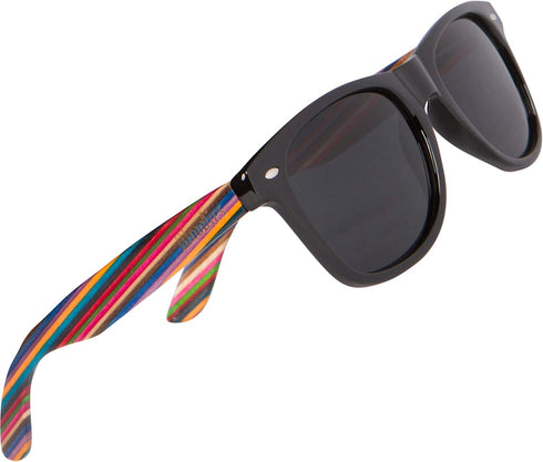Woodies Polarized Rainbow Wood Sunglasses for Men and Women | Black Polarized Lenses and Real Wooden Frame | 100% UVA/UVB Ray Protection...
