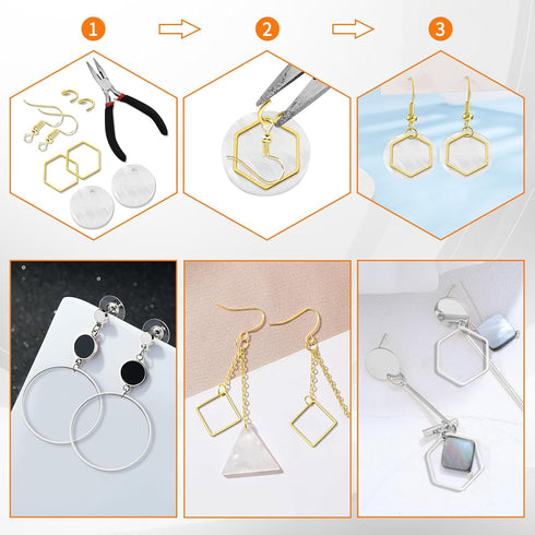 Oubaka 192pcs Earring Hoop Jewelry Making, 3 Shapes Earrings Beading Hoop Bulk Hypoallergenic Square Teardrop Round Earring Findings for DIY Craft...