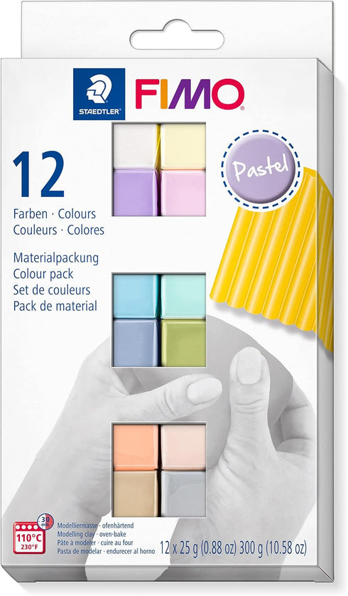 STAEDTLER 8023 C12-3 FIMO Soft Oven Hardening Modelling Clay 12 x 25 g Blocks - Pastel Colours...