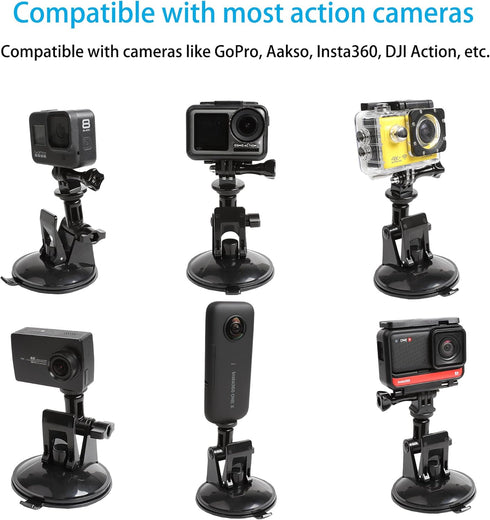 PellKing Action Camera Suction Cup Mount with Adhesive Pad for Car Dashboard Vehicle Windshield & Window Holder Compatible with GoPro Hero 12 11 1...