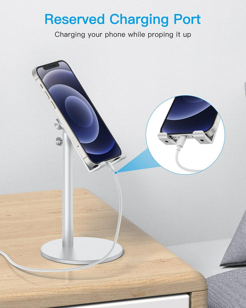 Cell Phone Stand, OMOTON Angle Height Adjustable Phone Holder, Aluminum Desktop Phone Dock for Desk, Compatible with iPhone 13/Mini/Pro/Max, All S...