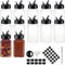 12 Pack 4oz Clear Plastic Spice Jars With Black Plastic Lids, Square Spice Bottles, Seasoning Containers with Chalk Labels, Pen, Funnel, Spice Con...