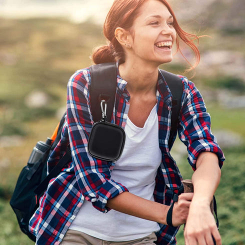 Earbud Case, Cridoz Earphone Case Headphone EVA Earbud Holder with Stainless Steel Carabiner Cell Phone Accessories Organizer Mini Earbud Pouch fo...