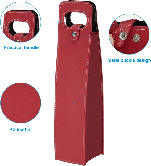 PATIKIL Wine Gift Bag, 2 Pack Wine Bag Reusable Leather Wine Tote Carrier for Wine Bottles Portable Champagne Gift Bags for Picnic Party Wedding, ...