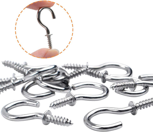 Aylifu Ceiling Screw Hooks, 100 Pieces 1/2 Inch Cup Hooks Screw-in Hooks for Hanging Plants Mug Cup, Silver...