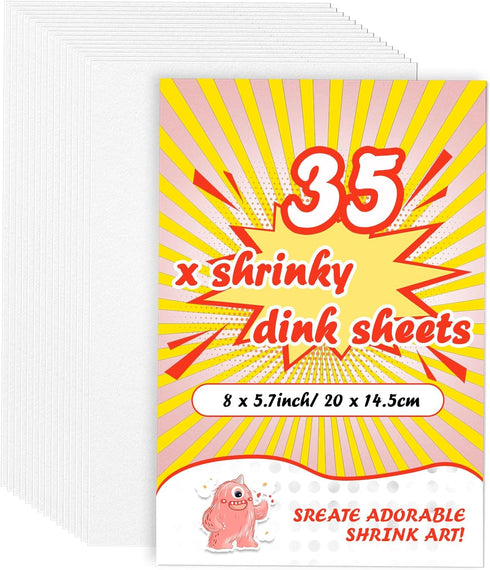 35PCS Shrinky Dink Sheets,Shrink Plastic Sheets for Crafts,Shrinky Art Paper,Shrinky Dink Paper for Crafts Kids DIY Jewelry Making,20x14.5cm...
