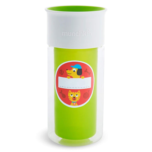 Munchkin® Miracle® 360 Insulated Sippy Cup, Includes Stickers to Customize Cup, 9 Ounce, Green...