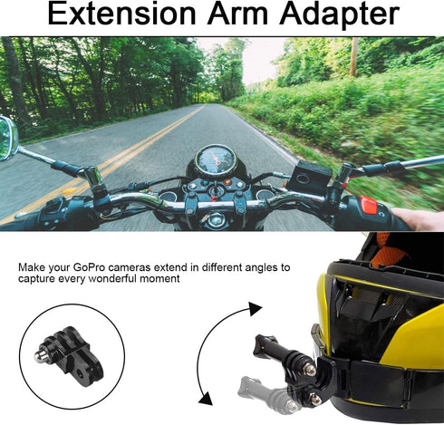 Motorcycle Helmet Chin Mount Kit for GoPro Hero 10, 9, 8, 7, 6, 5, 4, Session, 3+, 3, 2, 1, Hero (2018), DJI Osmo Action, AKASO, SJCAM, Xiaomi Yi ...