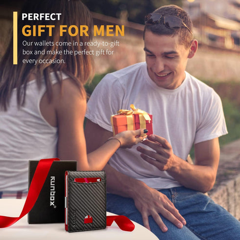 RUNBOX Slim Money Clip Wallets for Men RFID Blocking 11 Card Holder Minimalist Small Leather Bifold Men's Front Pocket Wallet Gift Box...