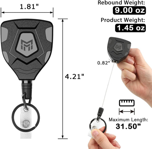 MNGARISTA Heavy Duty Retractable Keychain with Belt Clip, Retractable ID Badge Reel, Retractable Badge Holder with 31.5” Steel Cord and Key Ring, ...