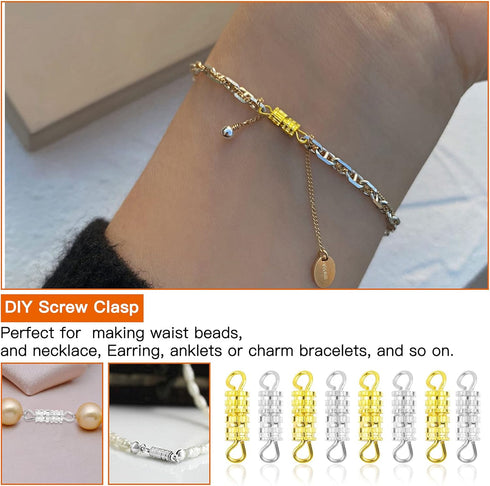 100Pcs Barrel Screw Clasps for Jewelry Making,Screw Twist Clasps Necklace Bracelet Clasp for Jewelry Finding,DIY Necklace Bracelet Supplies...