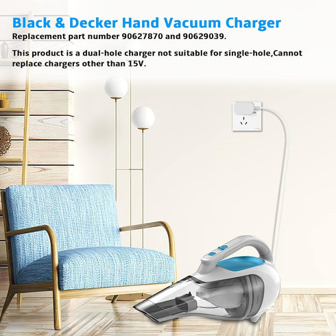 90627870 15 Volt Hand Vacuum Charger for Black and Decker Handheld Vacuum Cleaner Charger HNV115J13 HFVB315J22 HHVI320JR02 HHVI315JO42 90629039 Sp...